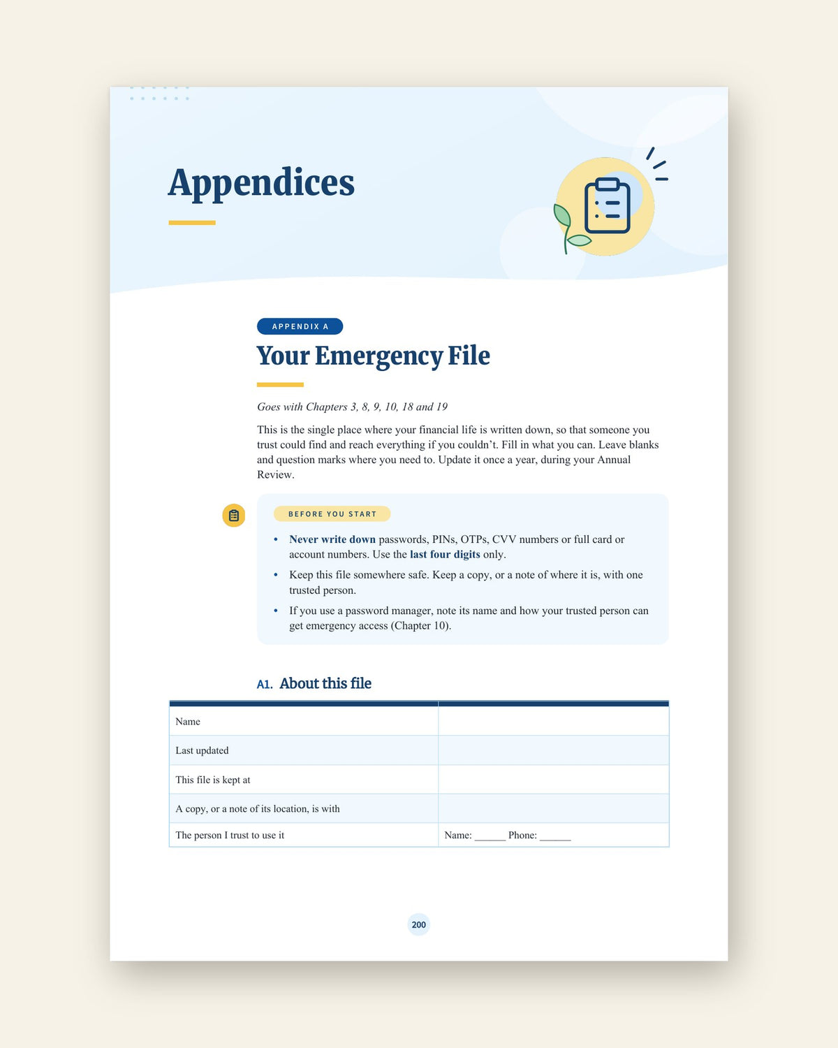 Appendix A: Your Emergency File